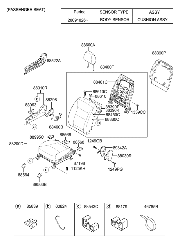 884001U320LAL - Genuine Kia BACK ASSEMBLY-FRONT SEAT PA