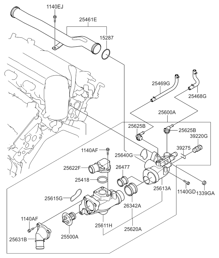 254683CAD0 - Genuine Kia HOSE ASSEMBLY-WATER B