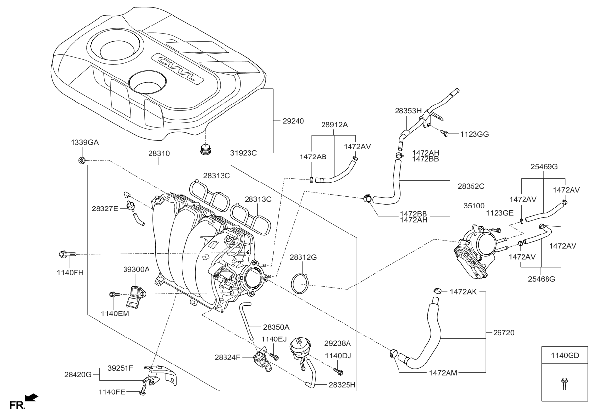 267202E500 - Genuine Kia HOSE ASSEMBLY-PCV