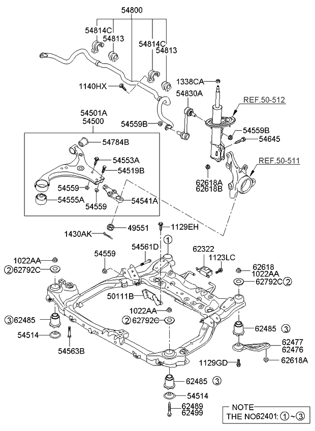 624051D100 - Genuine Kia CROSSMEMBER COMPLETE