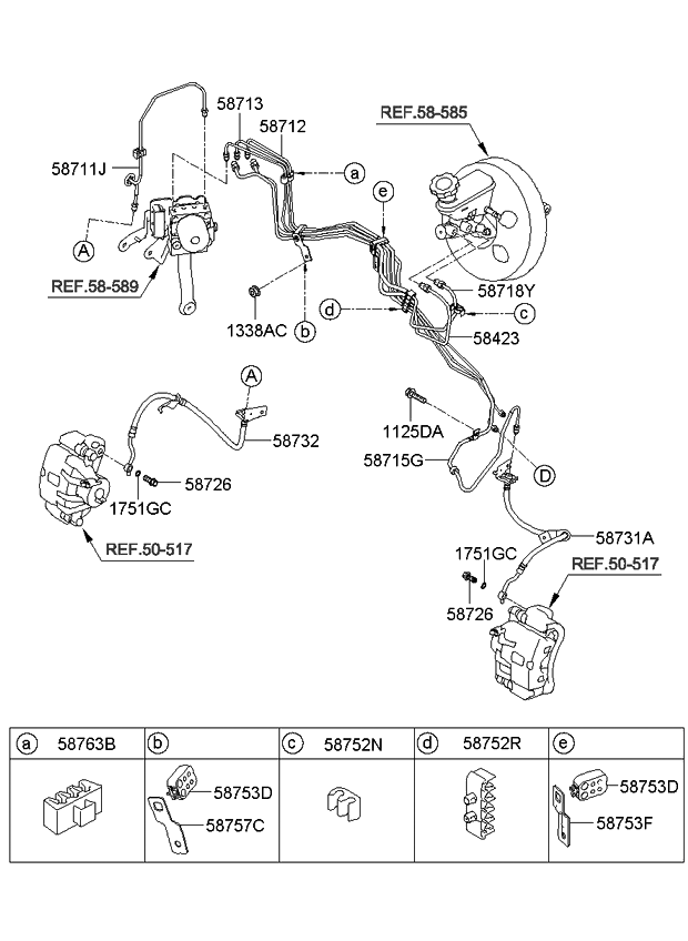 587522B450 Genuine Kia CLIPBRAKE FLUID LINE