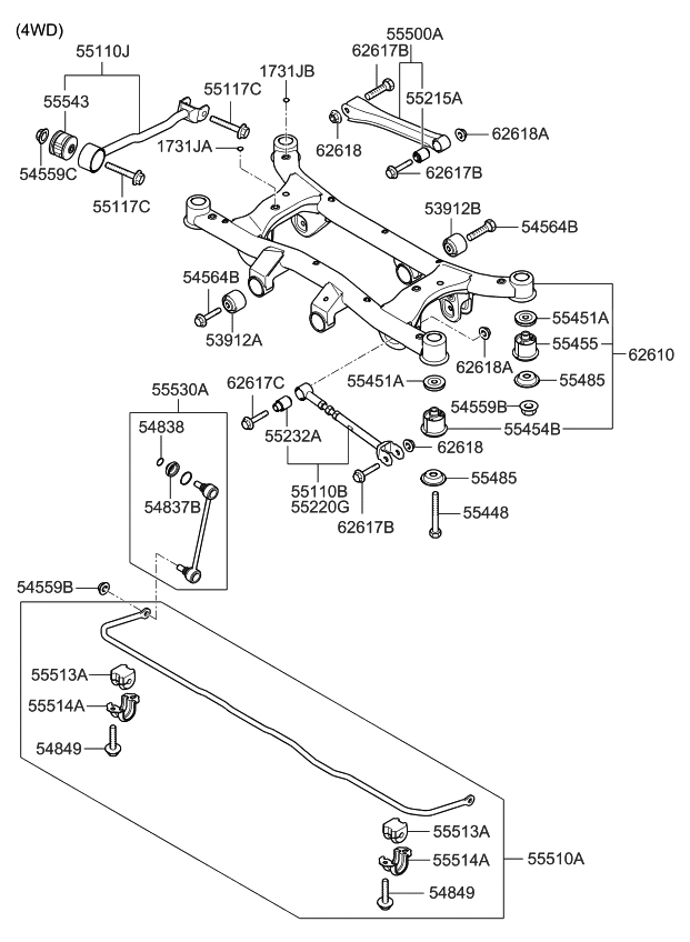 626052E601 - Genuine Kia CROSSMEMBER ASSEMBLY-REAR