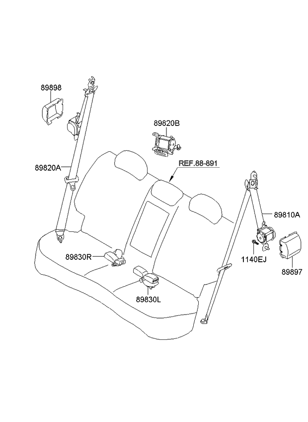 2014 Kia Sportage Rear Seat Belt - Kia Parts Now