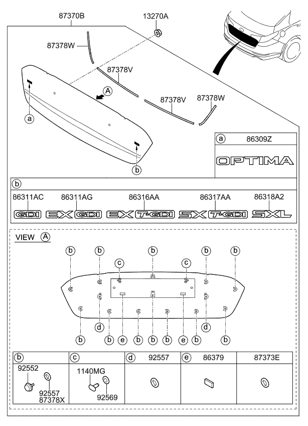 873704C060 - Genuine Kia MOULDING ASSEMBLY-BACK PANEL