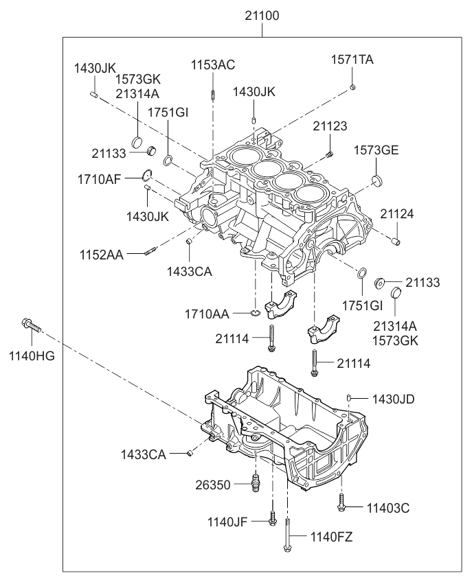 211002B010 - Genuine Kia BLOCK ASSEMBLY-CYLINDER