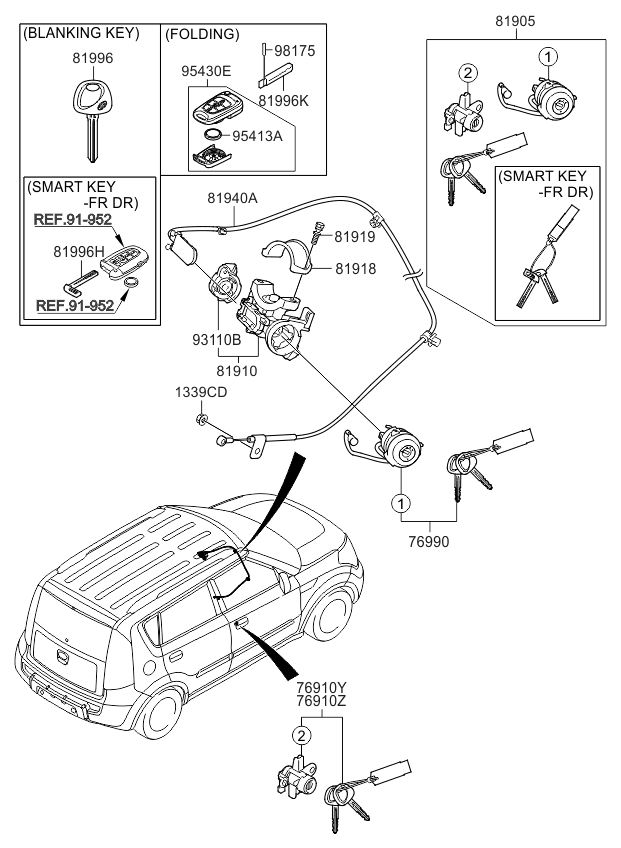 2010 Kia Soul Key & Cylinder Set - Kia Parts Now