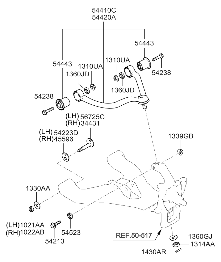 2008 Kia Sorento Front Suspension Lower & Upper Arm