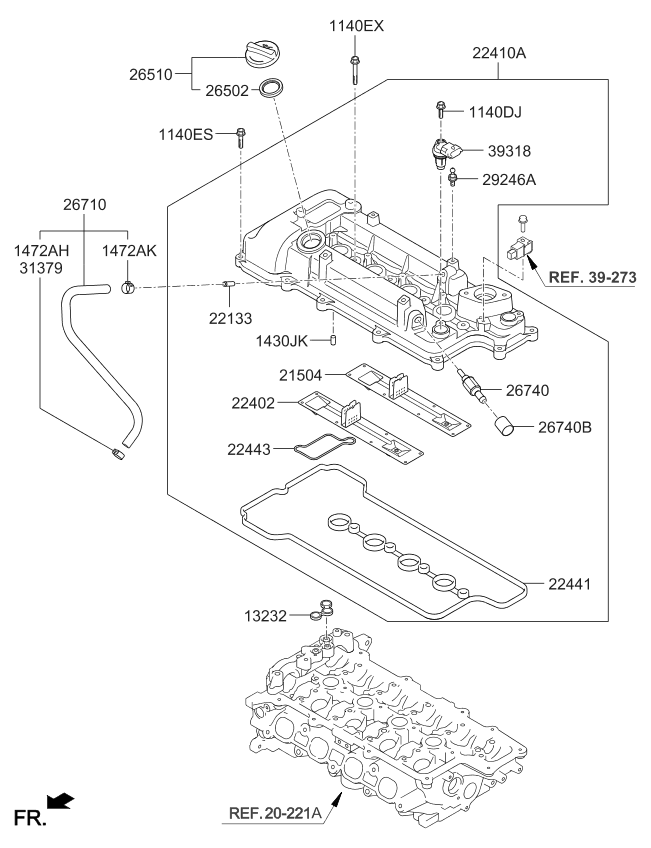 224412b610 - Genuine Kia Gasket-rocker Cover