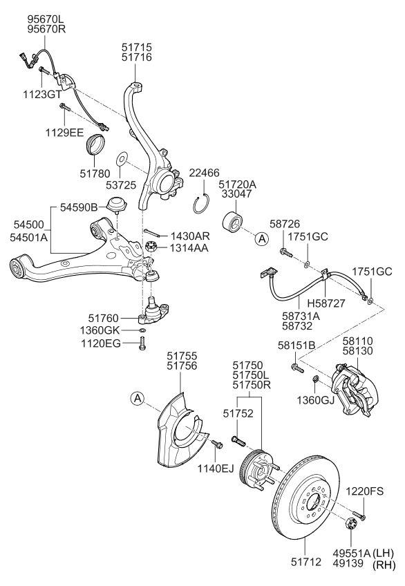 517202J001 - Genuine Kia BEARING-FRONT WHEEL