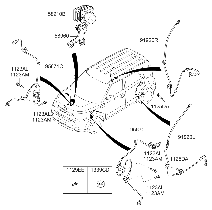 91920B2100 - Genuine Kia CABLE ASSEMBLY-ABS EXT R