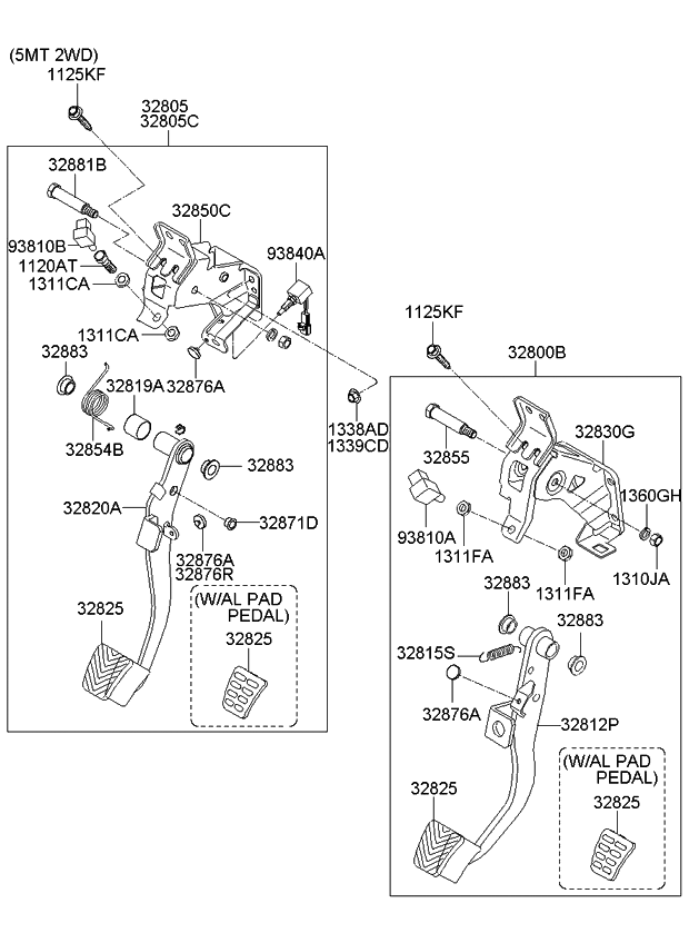 328051G651 - Genuine Kia PEDAL ASSEMBLY-CLUTCH