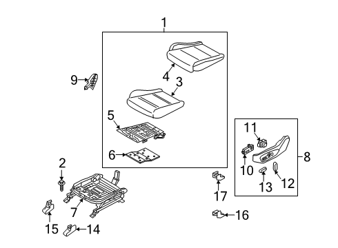 CUSHION ASSY-FR SEAT Diagram for 88100D9292D9G