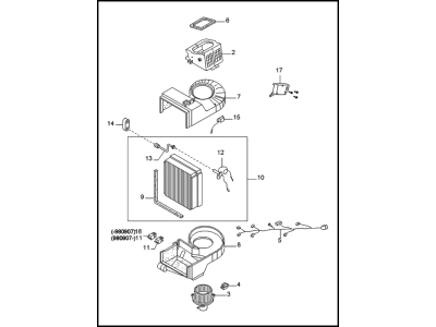 Kia 0K08A61520B EVAPORATOR& Blower Unit