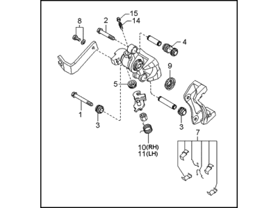 Kia 0K2N349990 Front Caliper, Left Without Pad