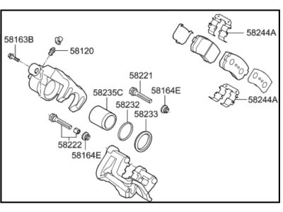 Kia 582102S100 Rear Wheel Brake Assembly, Left