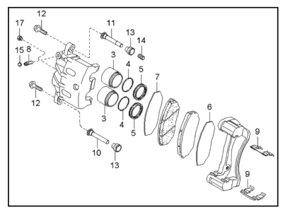 Kia 581303E400 Front Brake Assembly, Right